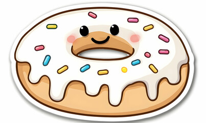 Cute cartoon donut with icing and sprinkles