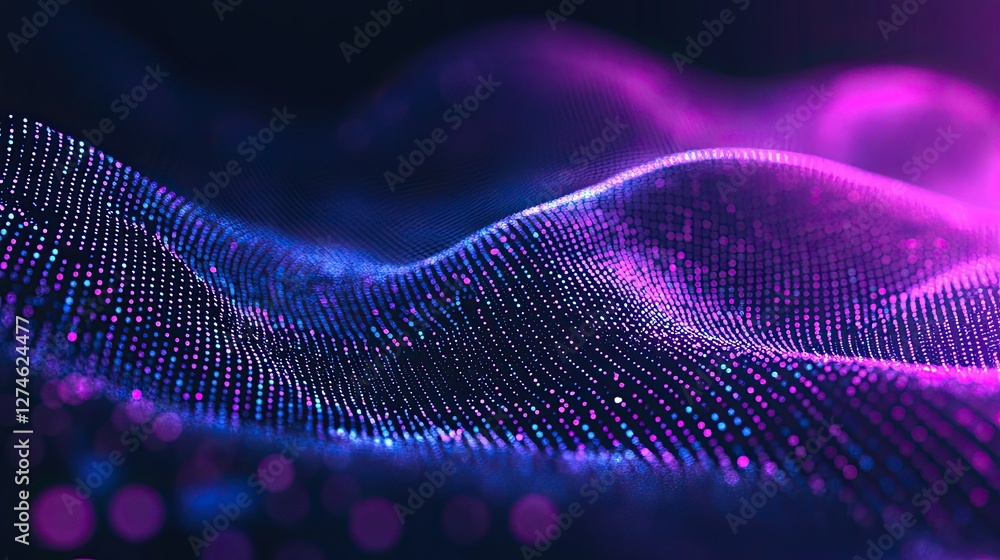 Aufkleber a wave of musical sounds. abstract backdrop with crisscrossing dots and lines. 3d rendering
