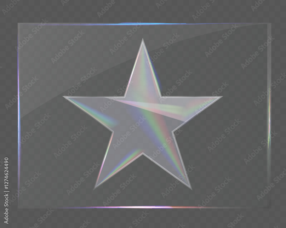 Poster glass transparent overlay with realistic glare and light reflection effect.