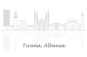 Fototapeta premium Outline Skyline panorama of city of Tirana, Albania - vector illustration