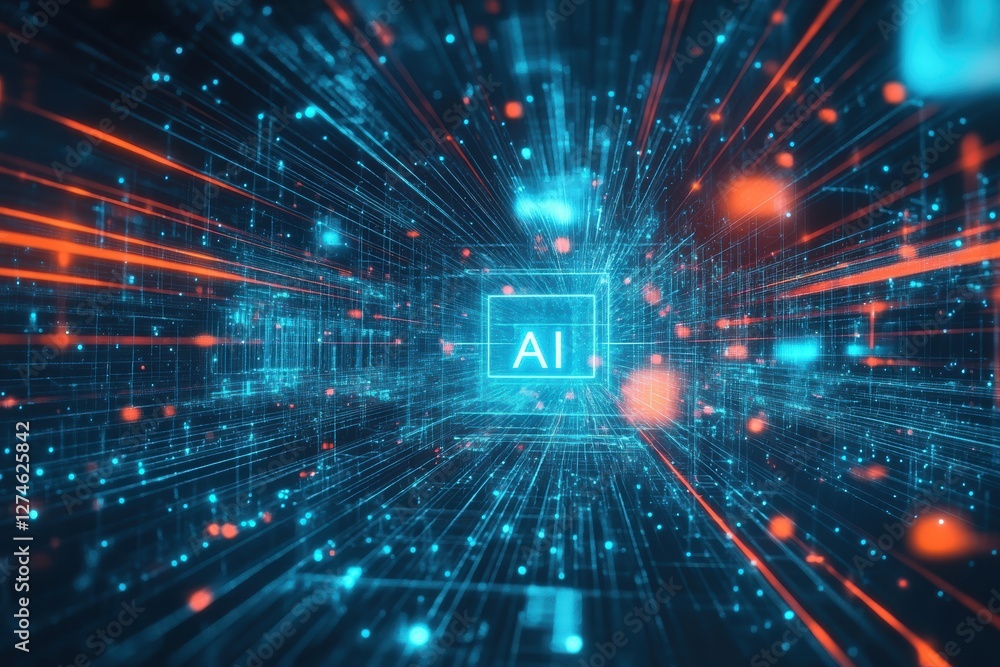 Aufkleber exploring the depths of artificial intelligence through abstract digital visualization