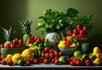 high contrast food styling vibrant ingredients displayed artistic arrangements captivating taste visual delight, appetizing, boldness, colors, colorful