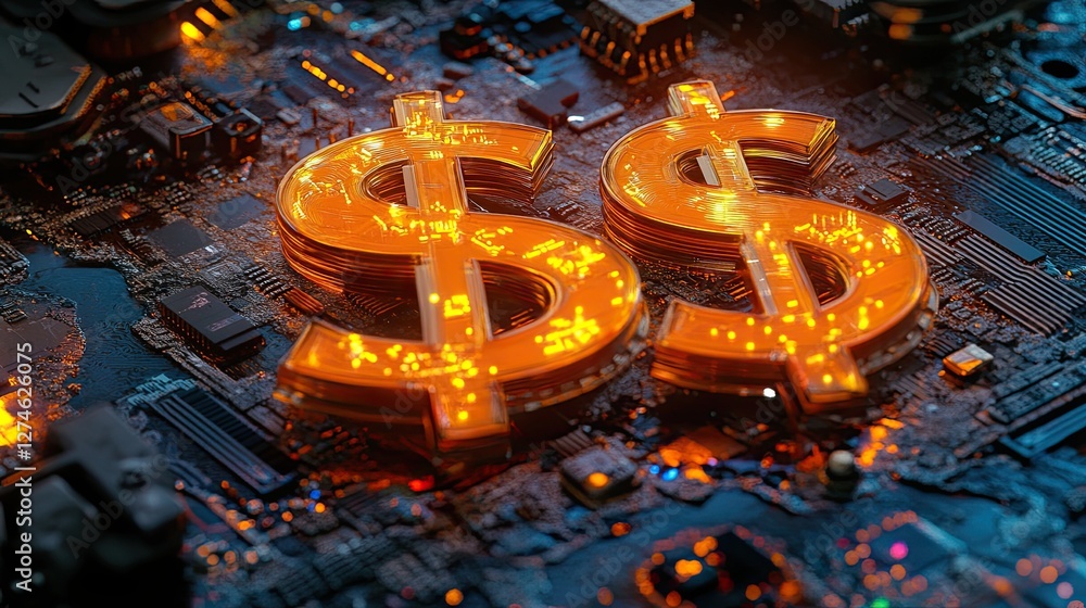 Poster a 3d hexagonal grid featuring financial icons, illustrating structured business environments