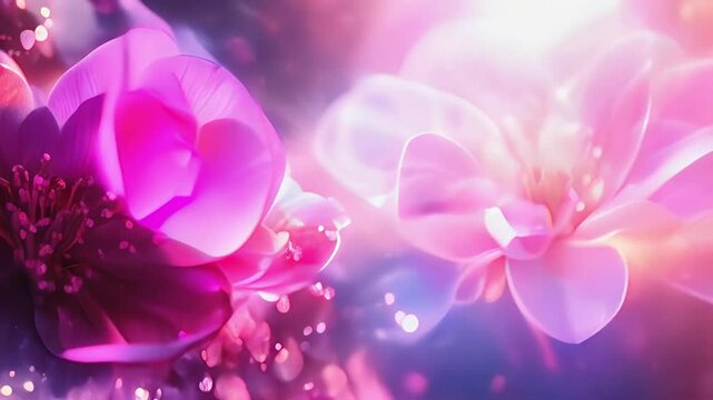 neon pink flower blooming scene; spring / summer / easter background without religious accents