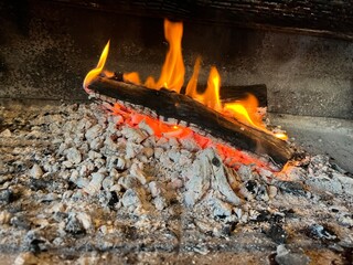 fire in the fireplace