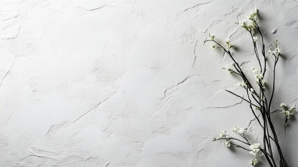 old white brick texture with flower on the side