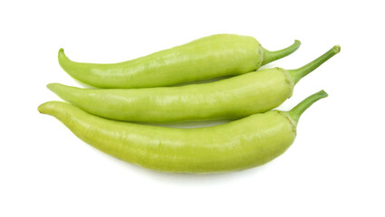 Stack colorful chili peppers isolated on the white
