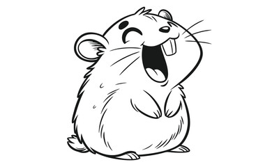 Cartoon hamster happy expression vector iilustration, hand drawn illustration, detailed art vector, minimalist design, isolated on a white background