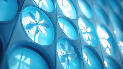 Futuristic blue ventilation system, close-up