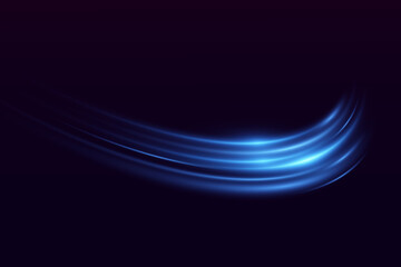 Glowing blue speed lines. Light glove effect. Vector illustration. EPS 10.