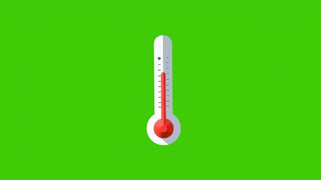 4k animation of thermometer isolated on green background.