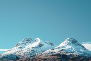 Majestic snow-capped mountains under a clear blue sky showcasing stunning natural beauty on a sunny day