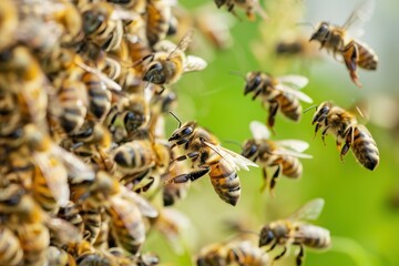 Buzzing bee collects pollen among vibrant pink flowers in a sunny garden creating a lively atmosphere filled with nature's beauty
