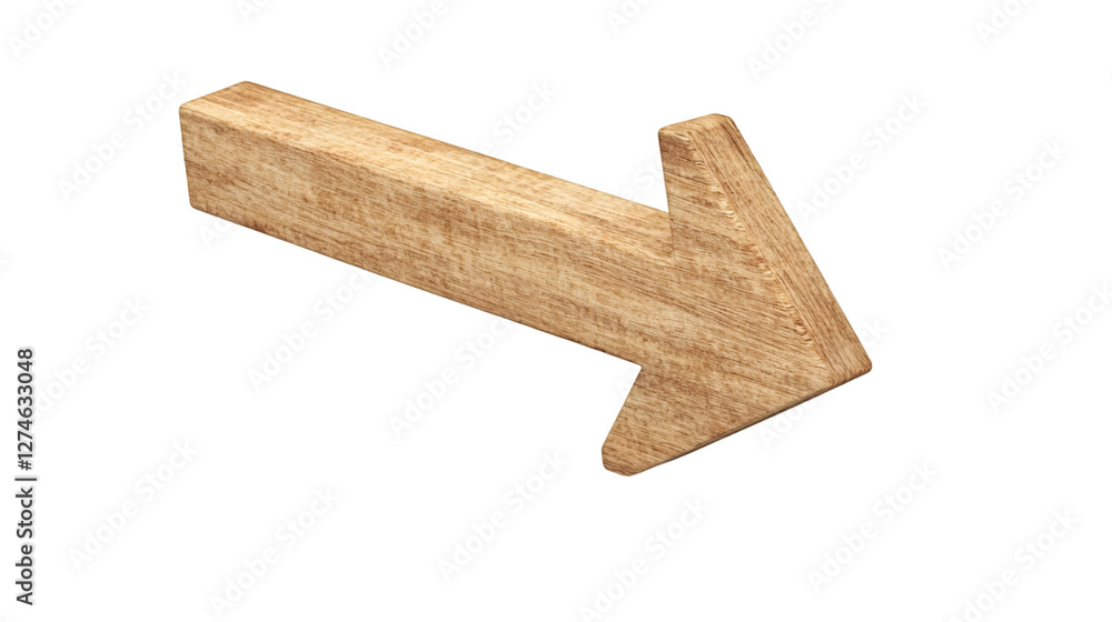 Poster realistic wooden arrow pointing to the left isolated on transparent background, ideal for indicating