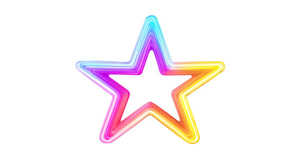 Fototapeta premium Colorful neon star glowing on transparent background, perfect for graphic design projects