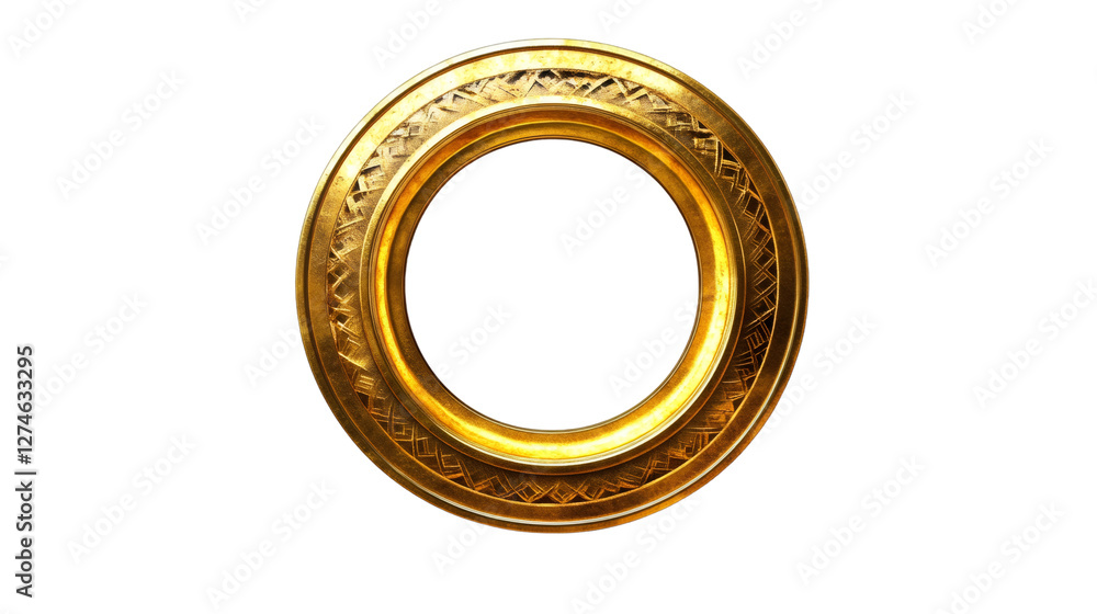 Aufkleber Golden circular frame with detailed engravings on transparent background, perfect for adding a touch of elegance to any design