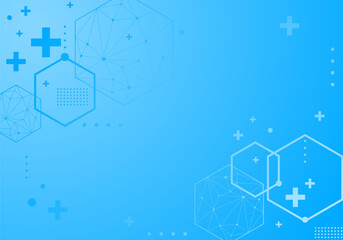 Geometric haxagon light medical background. Technology medical design. Background of hexagon geometric blue pattern