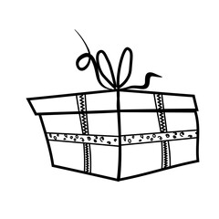 Cute hand drawn gift with ribbon