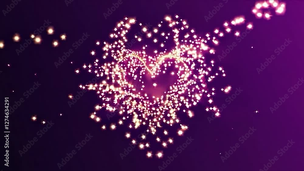 Poster sparkling heart shape emitting glowing particles creating a magical and romantic atmosphere on a vib