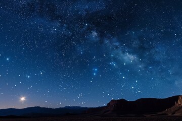 Fototapeta premium Majestic full moon illuminating the starry night sky over a tranquil forest landscape at dusk