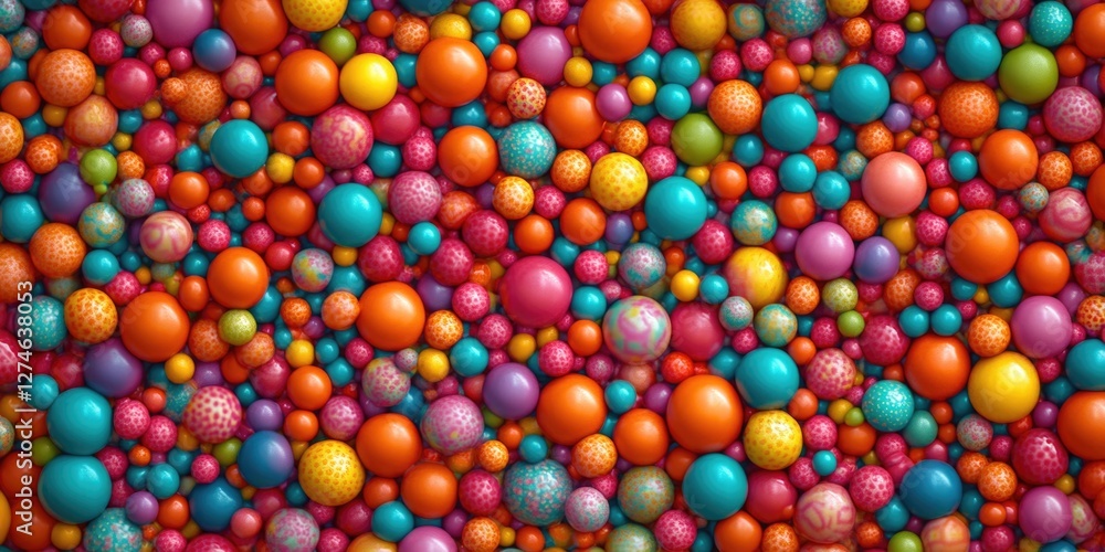Poster colorful cluster of bubbles, each with a different hue creating an eye-catching pattern. ideal for b