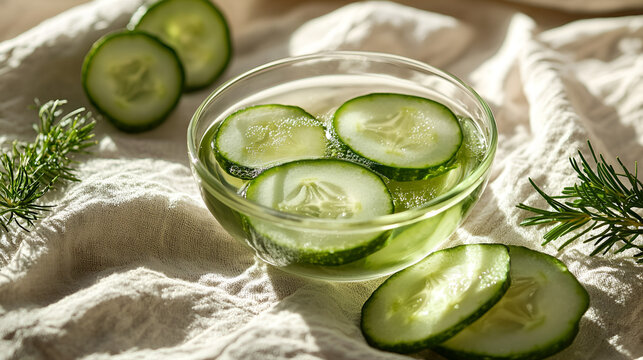 cucumber water, infused water, hydration, refreshment, healthy drink, natural beverage, detox water, cucumber slices, herbs, refreshing, tablecloth, bright light, summer drink, wellness, health, bever