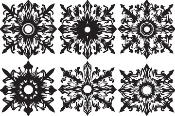 Set of futuristic mandala ornaments. Hand drawn vector illustration