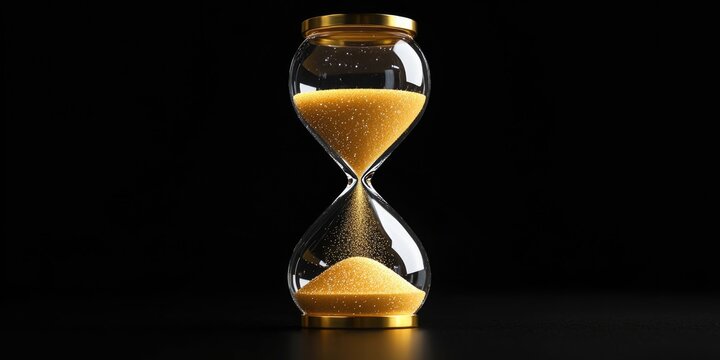 Gold hourglass with two minutes left for accurate timing.
