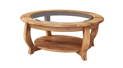 Sleek oval wooden coffee table featuring transparent glass top, complementing contemporary living room decor