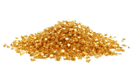 Gold nuggets forming a small mountain isolated on transparent background, ideal for wealth, luxury or investment concepts