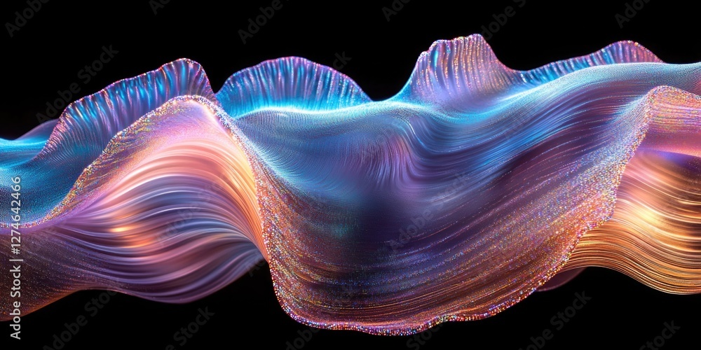 Poster abstract digital flow with vibrant gradient colors and intricate patterns, showcasing a futuristic a