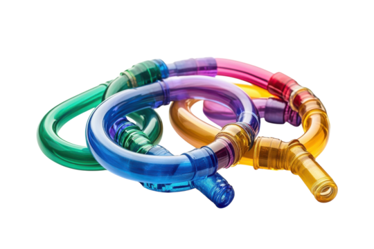 Colorful stacking rings create a playful arrangement on a bright background during creative playtime isolated on transparent background