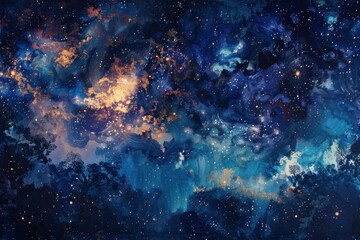 Vast cosmic landscape filled with vibrant colors and scattered stars depicting a beautiful night sky