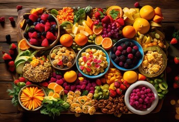 vibrant platter colorful snack combinations displaying variety brightly colored foods appetizing treats, appetizer, arrangement, bowl, cheese, cuisine, dips