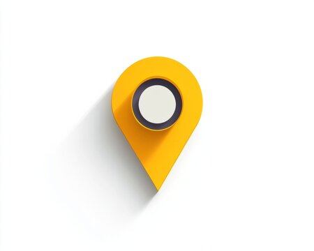A flat yellow location icon with a minimalistic style on a clean white background