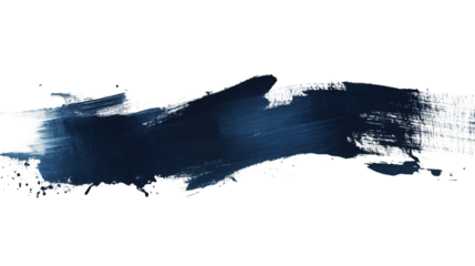 Dark blue acrylic brush stroke creating bold, transparent artistic element for graphic design, painting backdrop, or creative overlay