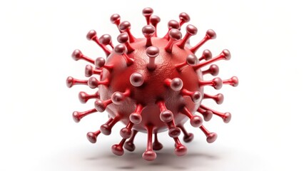 Red Virus Particle on White Background