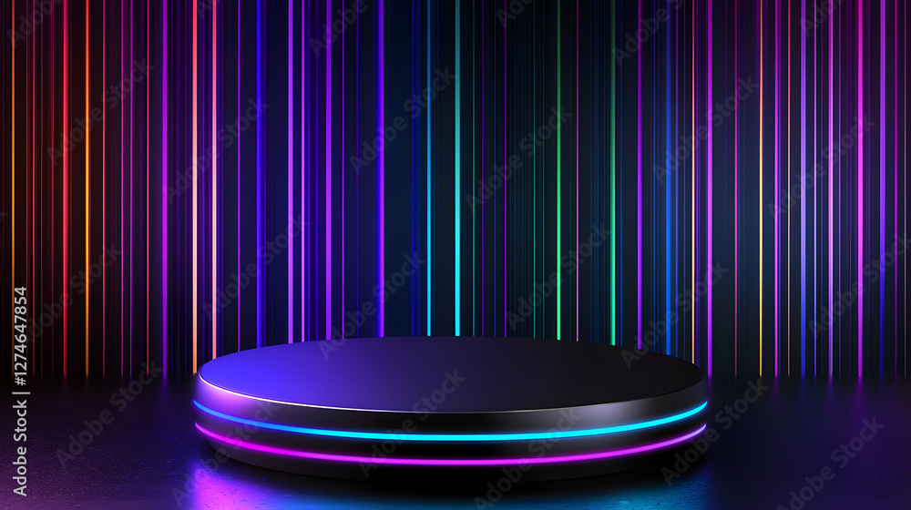 Poster dynamic light display studio stage visual art modern environment elevated perspective conceptual des