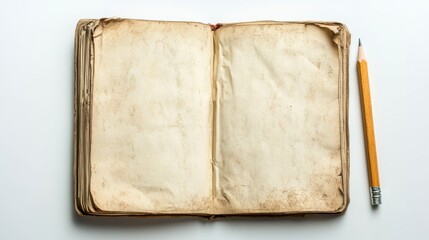 Notebook and pencil isolated on a white background.