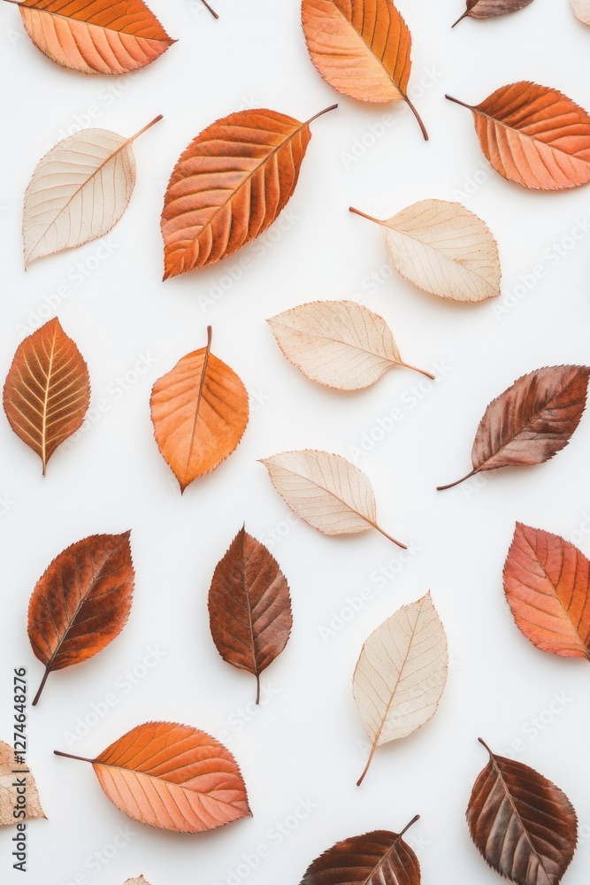 Poster autumn leaves arranged in a repeating pattern, providing a beautiful seasonal background for use in 
