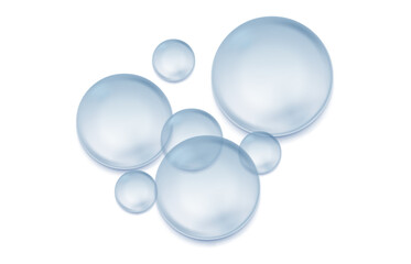 Air bubbles realistic set. Soap foam bubbles, oxygen bubbles, water bubbles, vector design elements isolated.