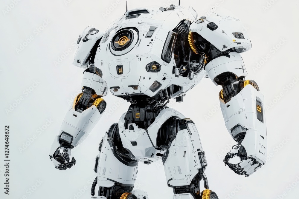 Poster advanced robot showcasing futuristic design in a minimalist studio environment
