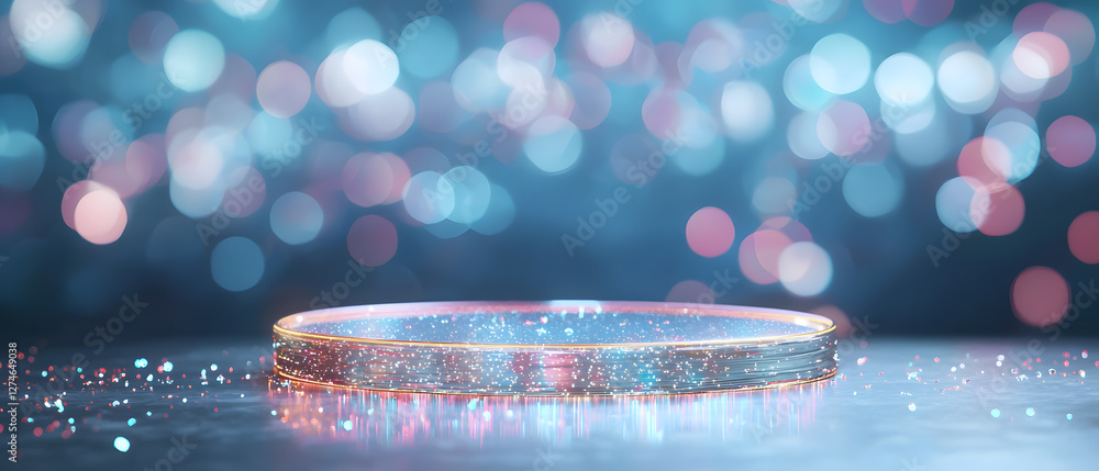 Poster glistening circular surface abstract background visual art digital environment close-up view light r