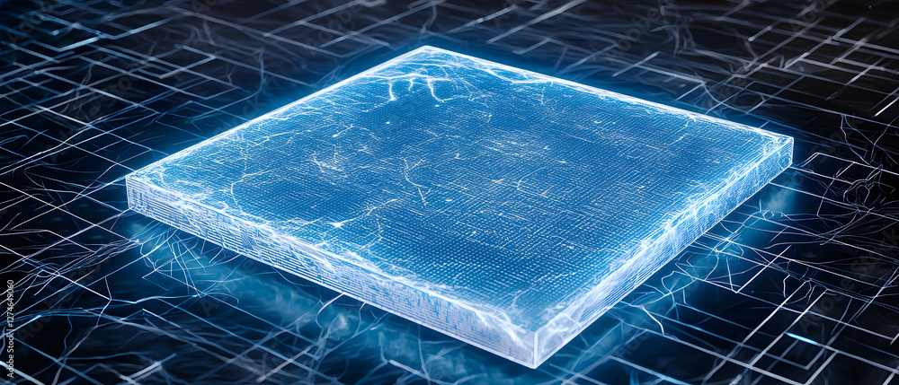 Poster futuristic technology showcase digital space 3d visualization virtual environment aerial view innova