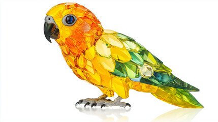 beautiful  cartoon image for sun conure parrot bird with small beak and colorful feathers  isolated on white background 