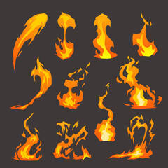 Stylized fire flames on dark background