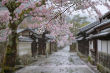 Cherry blossoms bloom beautifully under sunlight in a tranquil setting during springtime, creating a picturesque scene filled with color and life