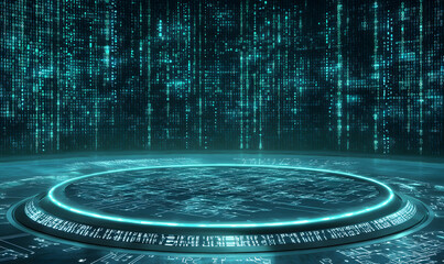 Futuristic data visualization virtual space digital art cyber environment 3d perspective conceptual technology exploration