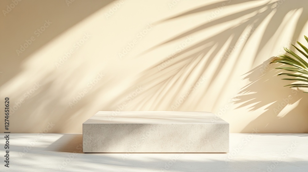 Poster minimalistic display with soft shadows and natural elements crea