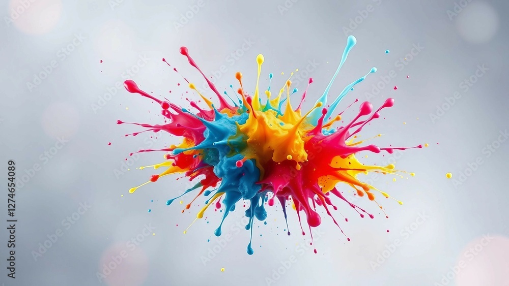 Poster colorful paint splash isolated design element on the transparent background